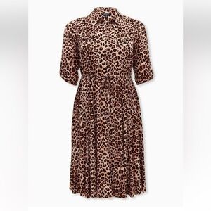 Torrid Size 1 Leopard Print Midi Dress NWT